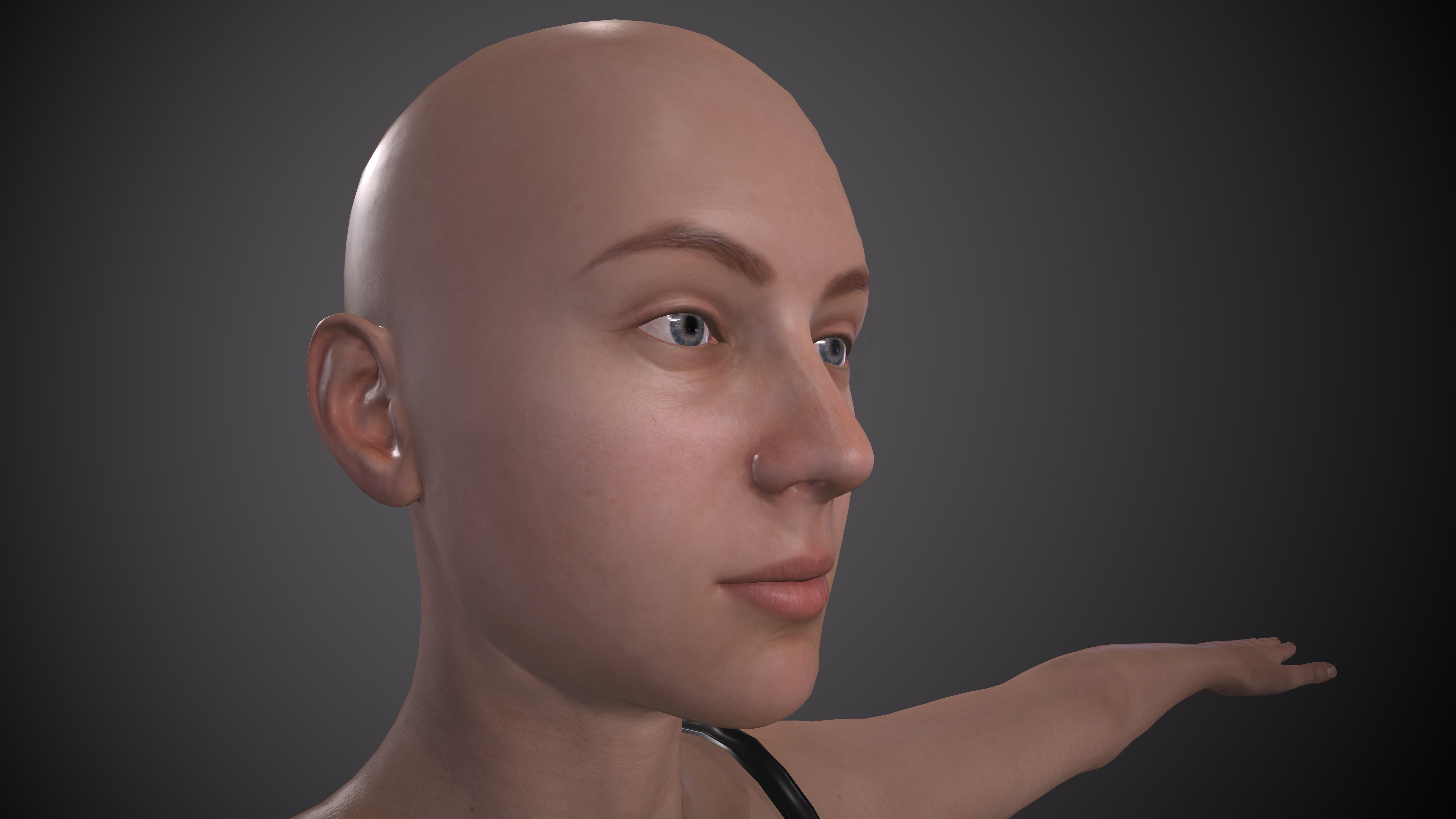 PBR Game Ready VR AR Female Character Low-poly 3D model_1