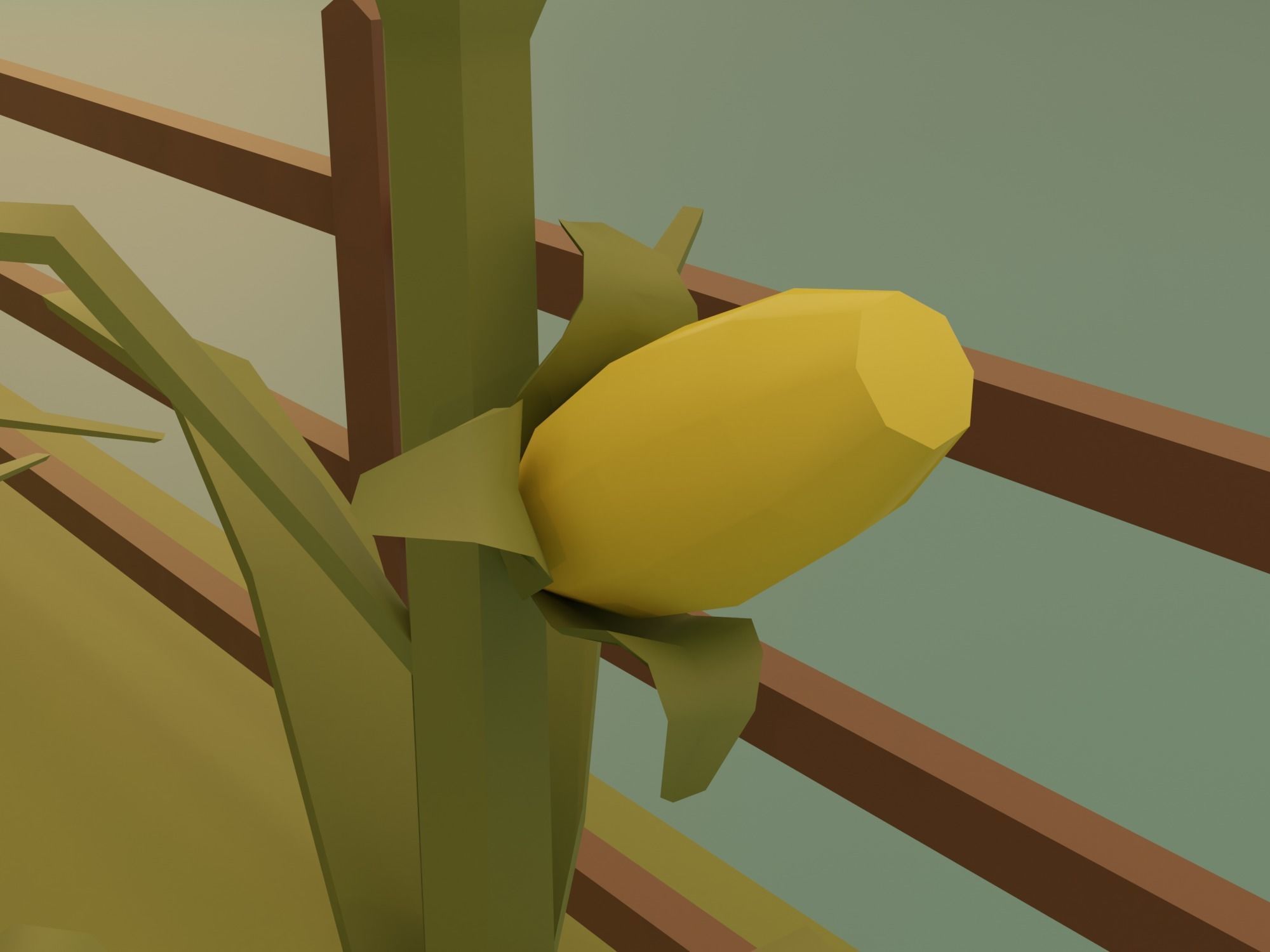 Farm with barn and trees Low-poly 3D model_10