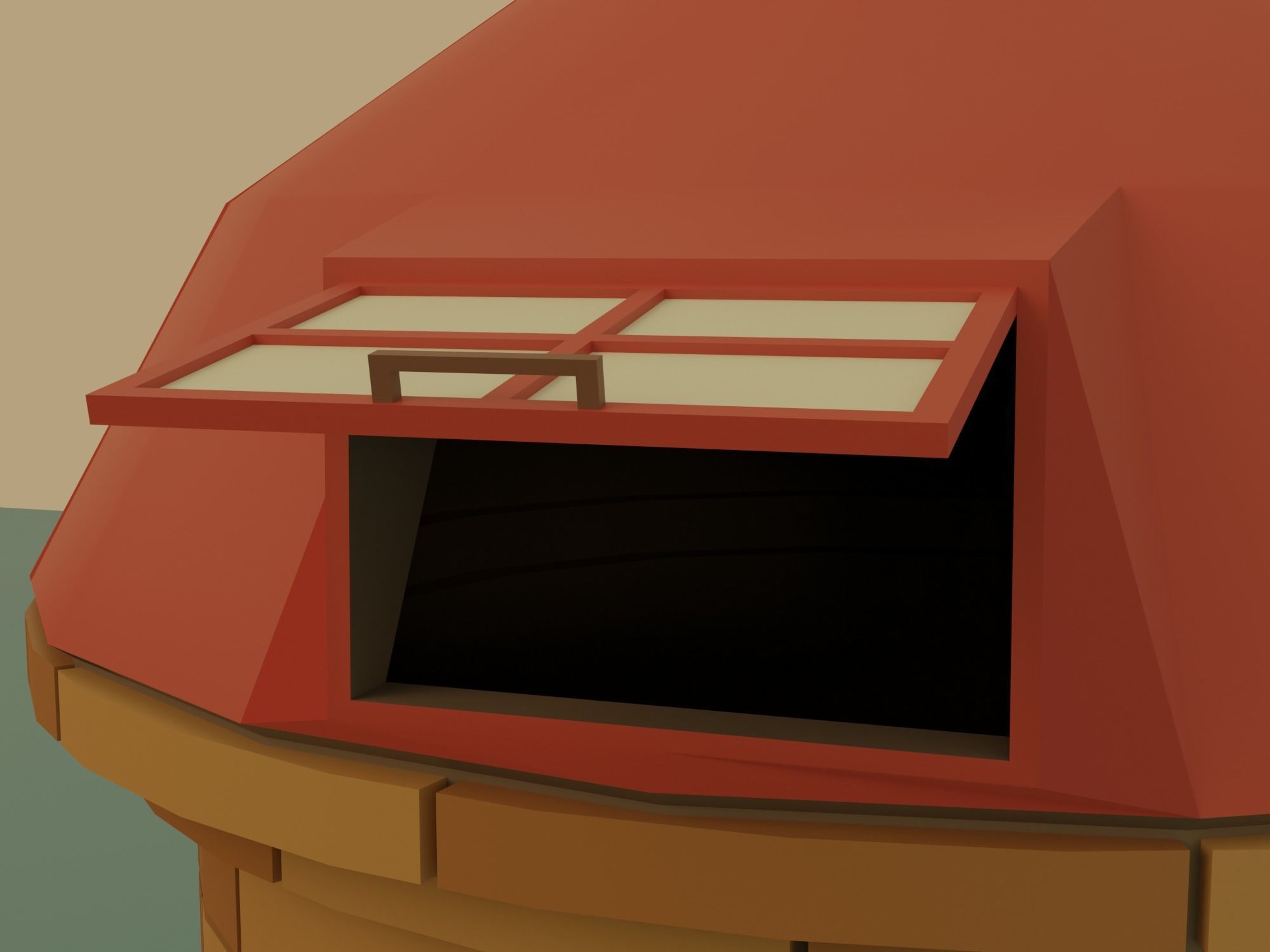 Farm with barn and trees Low-poly 3D model_6