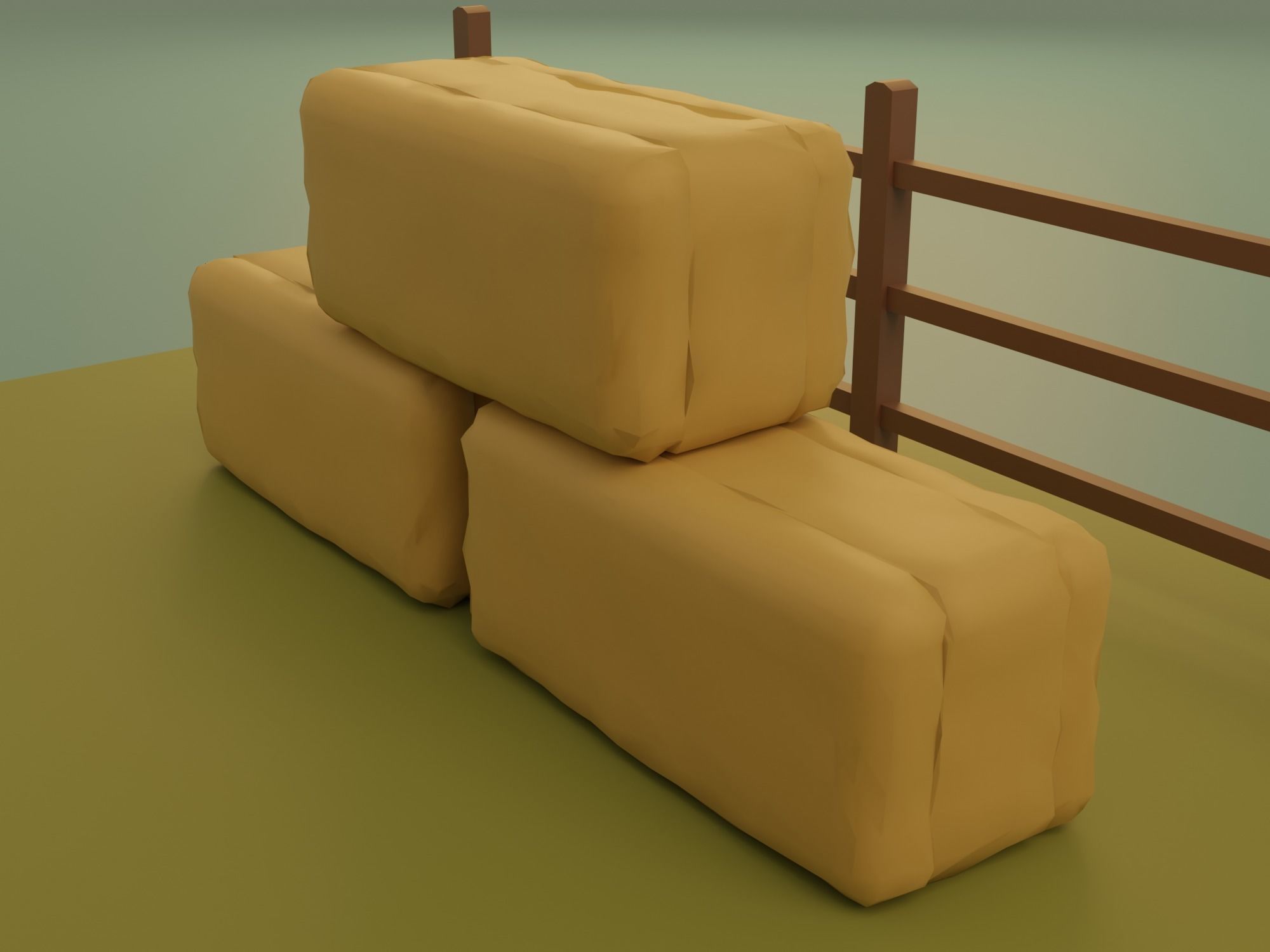 Farm with barn and trees Low-poly 3D model_11