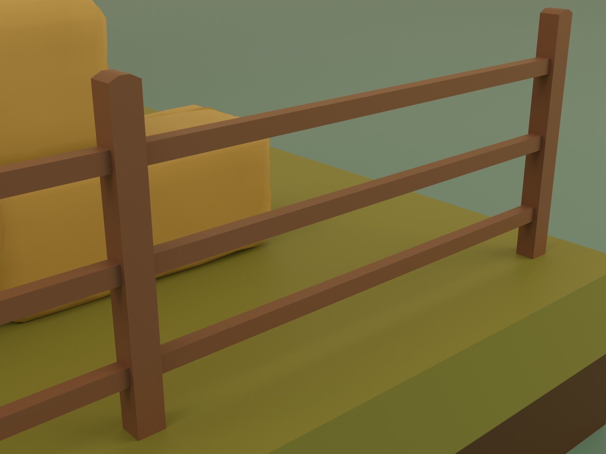 Farm with barn and trees Low-poly 3D model_12