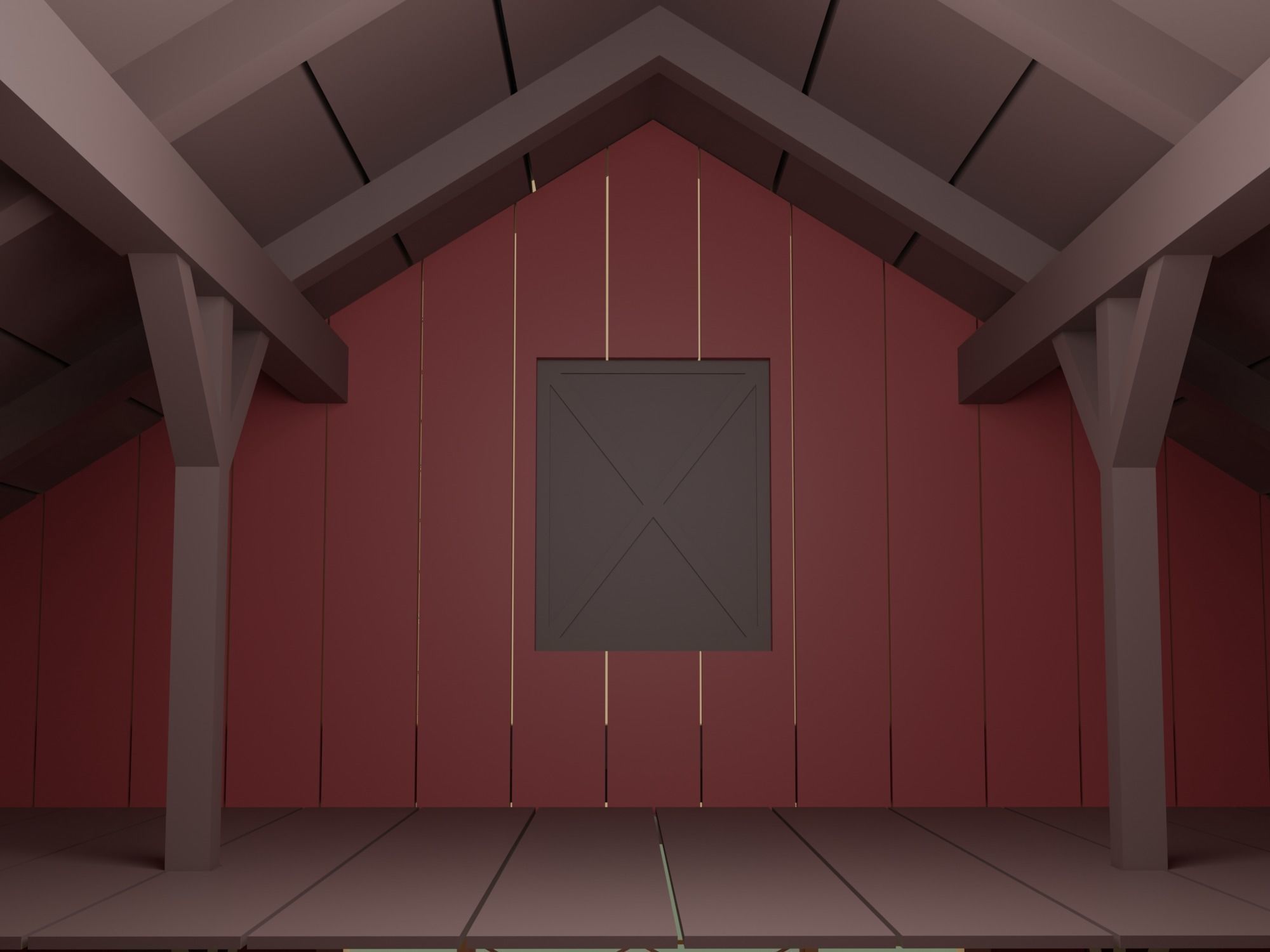 Farm with barn and trees Low-poly 3D model_19