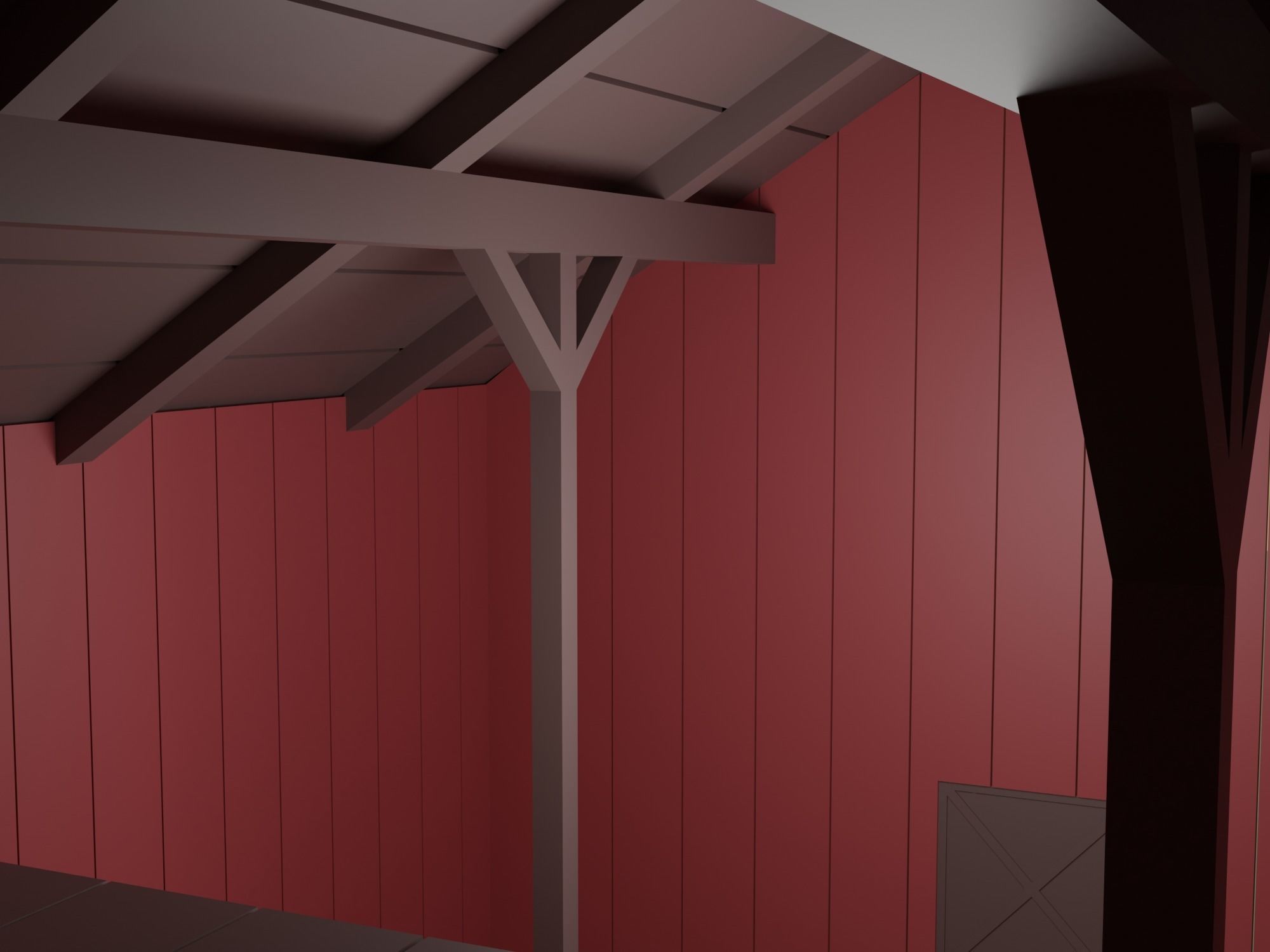 Farm with barn and trees Low-poly 3D model_20