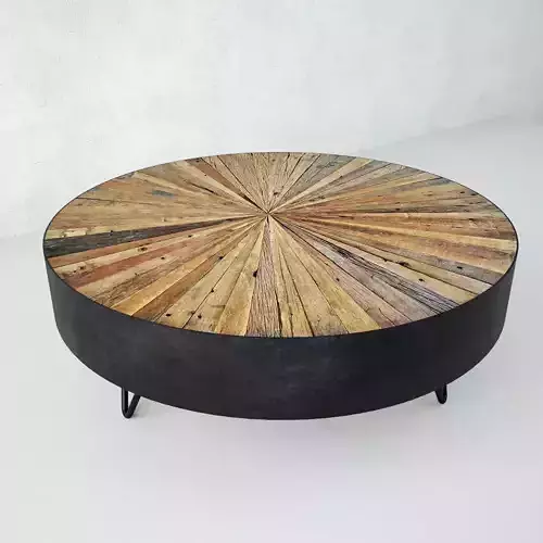 Salvaged Round Pinwheel Coffee Table