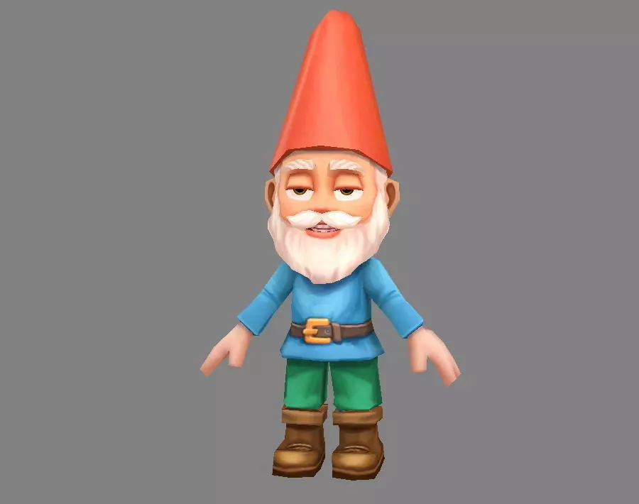 Cartoon Gardon Gnome - old man Low-poly 3D model_0