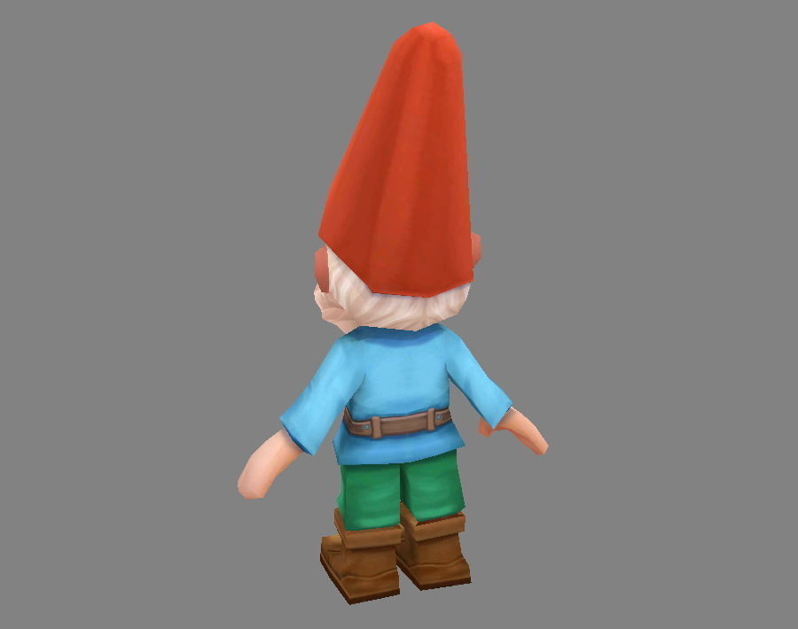 Cartoon Gardon Gnome - old man Low-poly 3D model_2