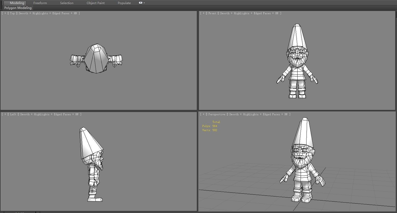 Cartoon Gardon Gnome - old man Low-poly 3D model_5