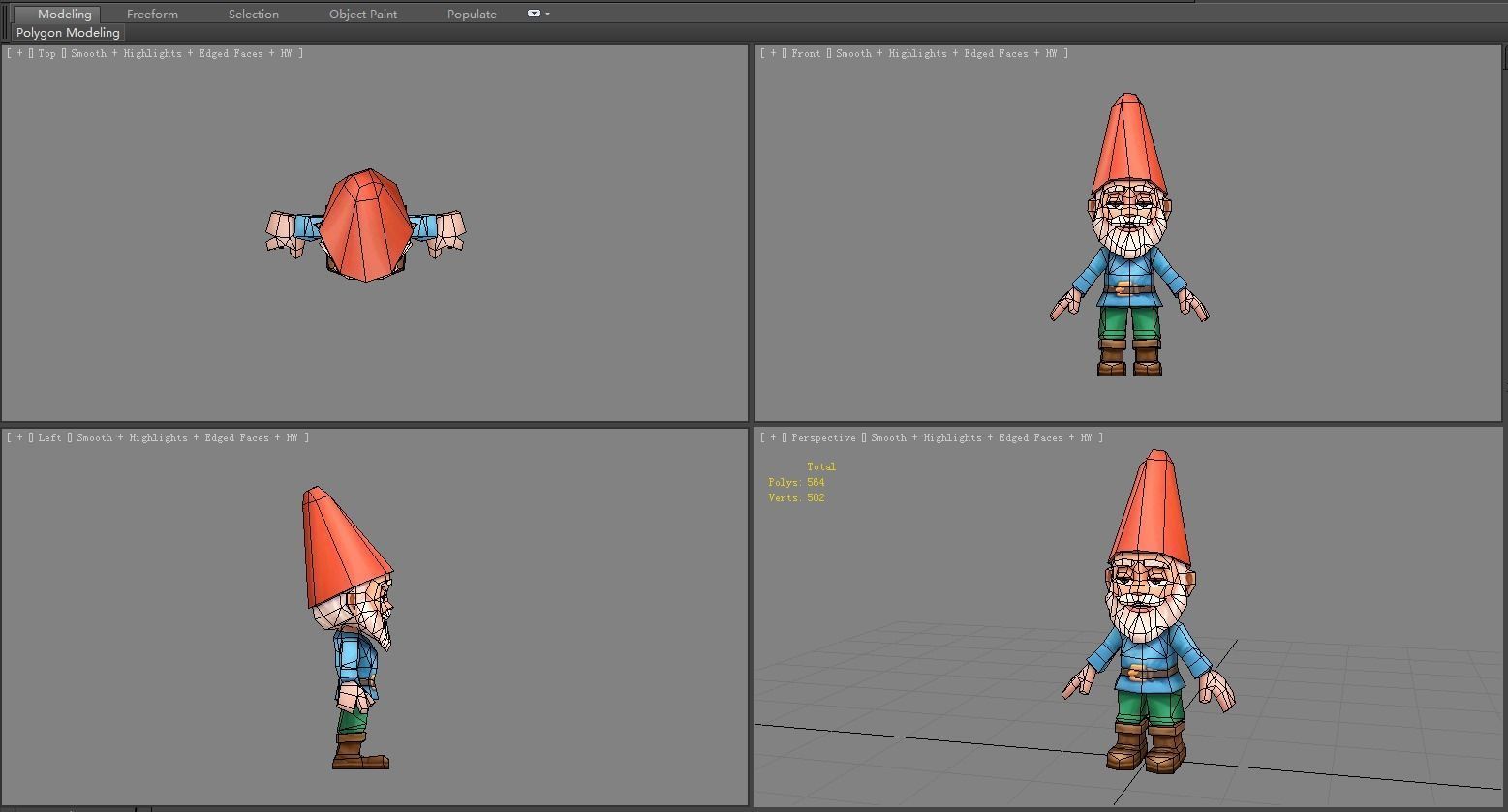 Cartoon Gardon Gnome - old man Low-poly 3D model_4