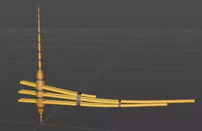 Qeej 3D wooden stick with two sticks
