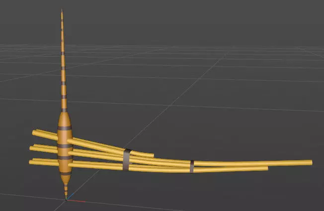 Qeej 3D wooden stick with two sticks 3D model_0
