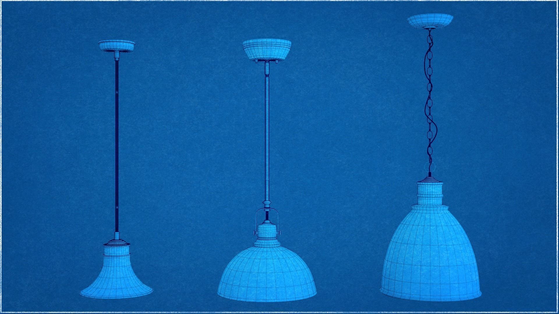 Three Metal Oil Ceiling Lamps 3D model  3D model_13