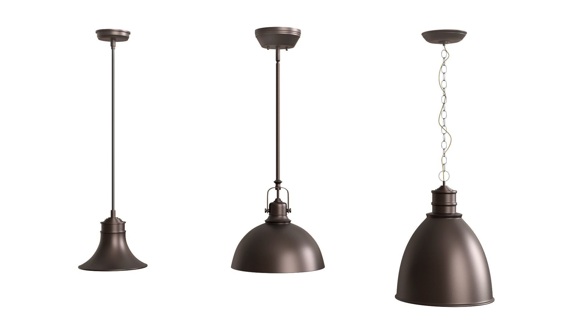 Three Metal Oil Ceiling Lamps 3D model  3D model_1