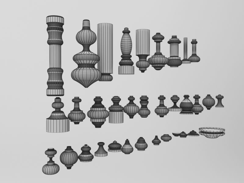 Baluster set of gold ornaments 3D model_6