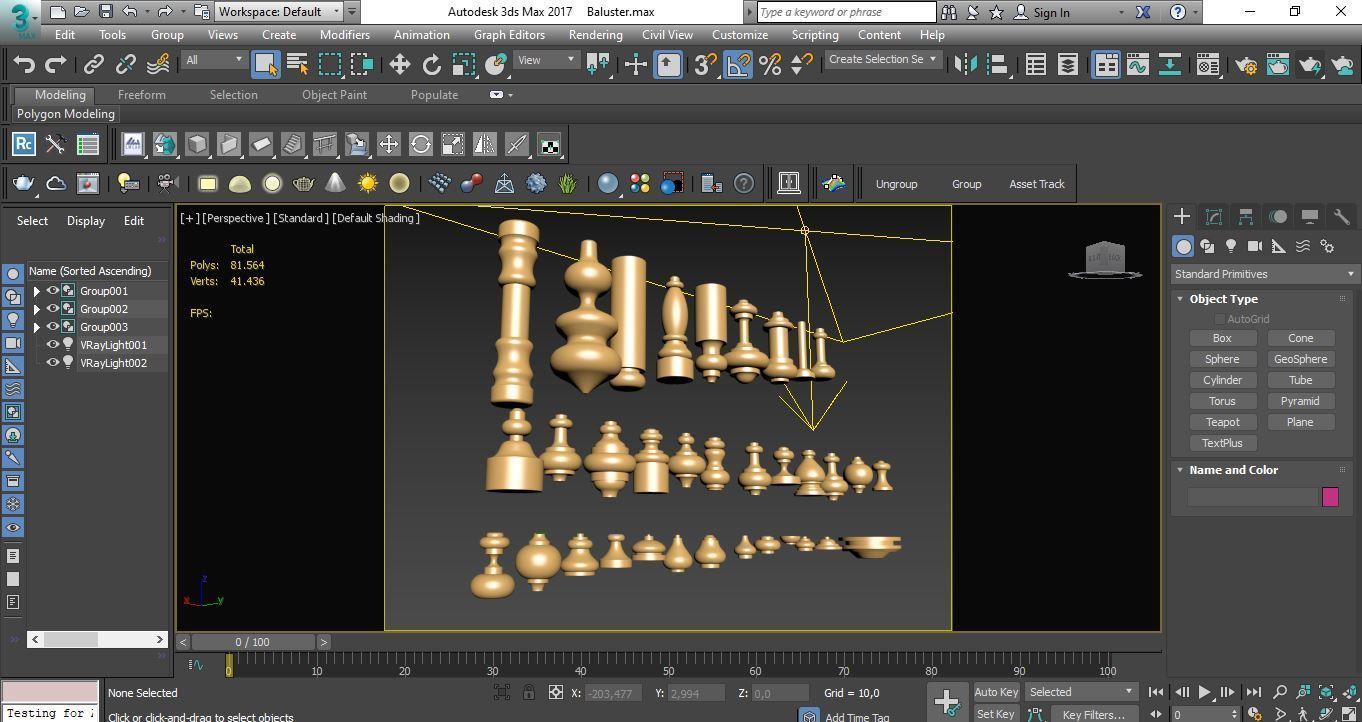 Baluster set of gold ornaments 3D model_8