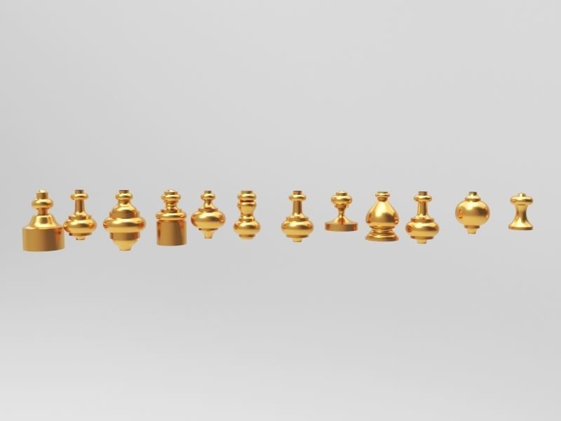 Baluster set of gold ornaments 3D model_3
