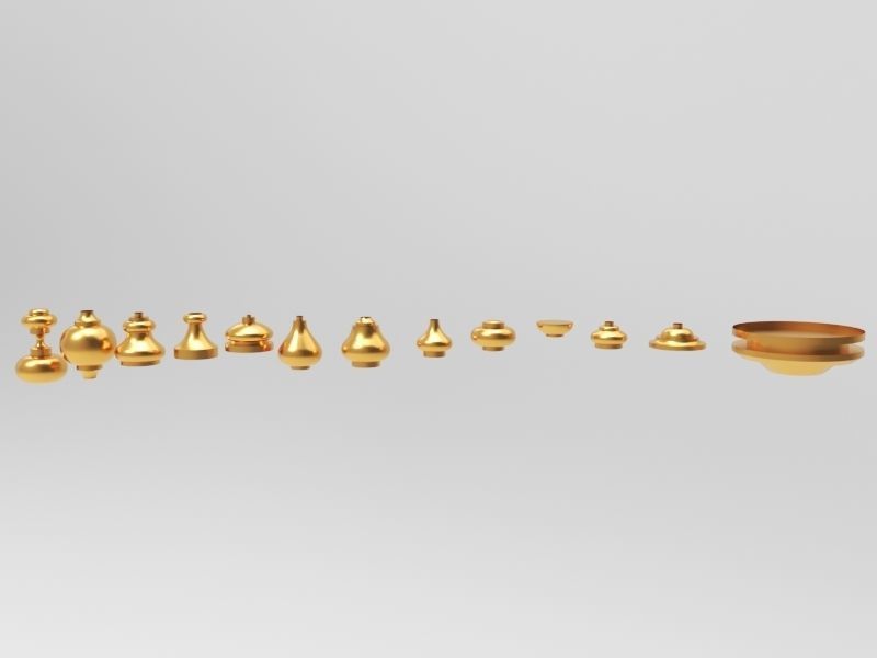 Baluster set of gold ornaments 3D model_4