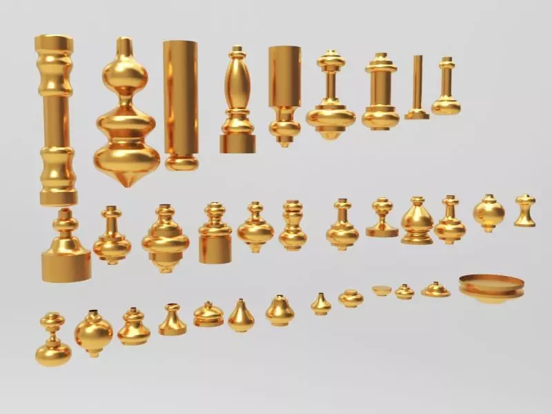 Baluster set of gold ornaments 3D model_0