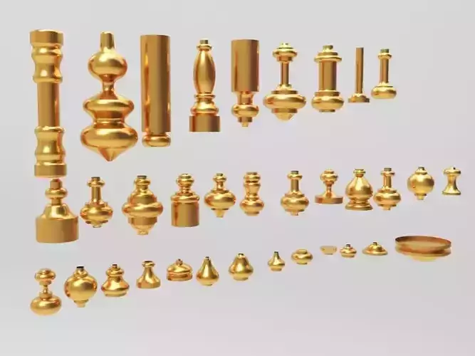 Baluster set of gold ornaments