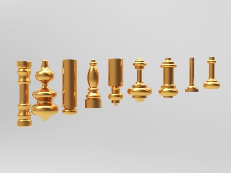 Baluster set of gold ornaments 3D model_2