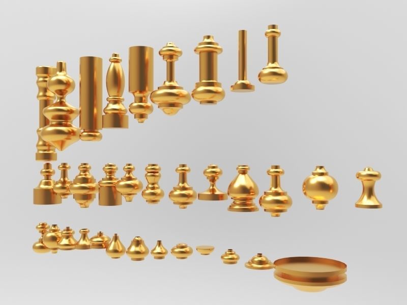 Baluster set of gold ornaments 3D model_1