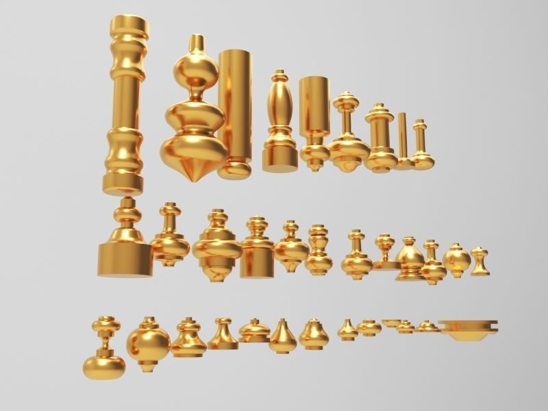 Baluster set of gold ornaments 3D model_5