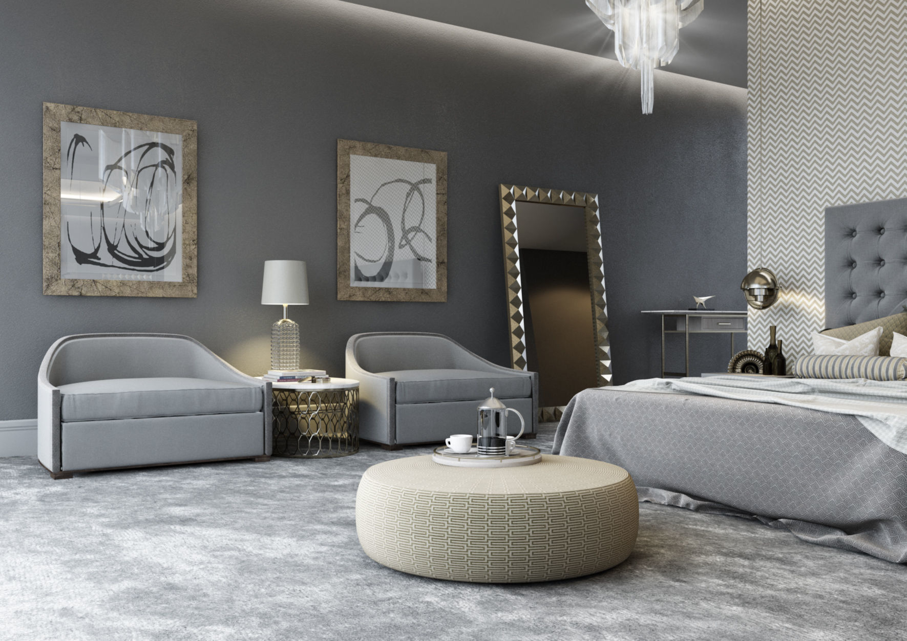 Set 4 - VRay C4D - 8 x Interior and Exterior Scenes 3D Model Collection_10