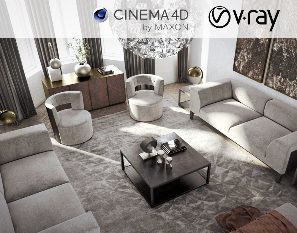 Set 4 - VRay C4D - 8 x Interior and Exterior Scenes 3D Model Collection_34