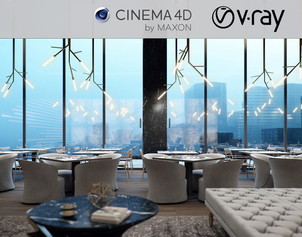 Set 4 - VRay C4D - 8 x Interior and Exterior Scenes 3D Model Collection_27