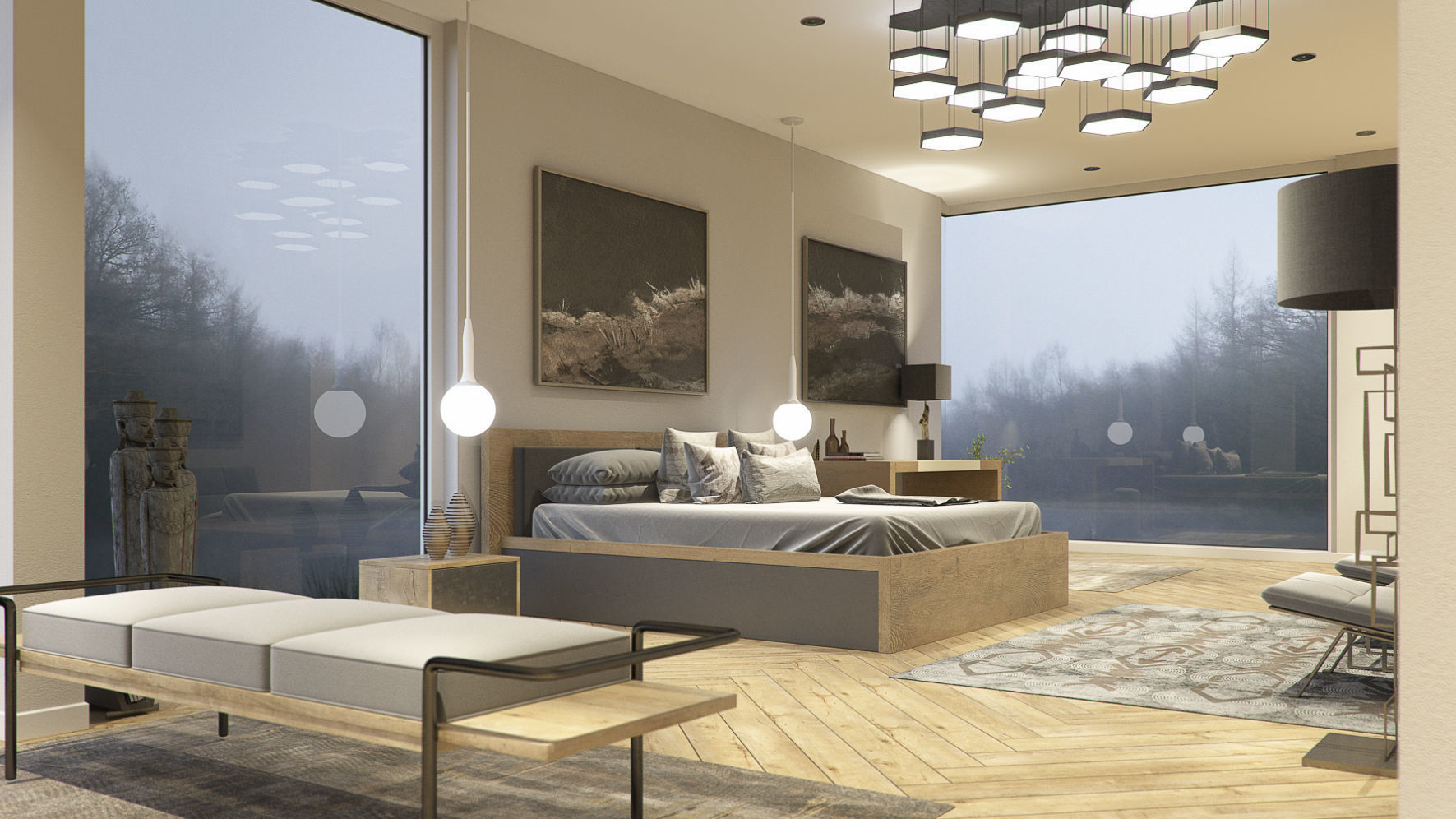 Set 4 - VRay C4D - 8 x Interior and Exterior Scenes 3D Model Collection_18