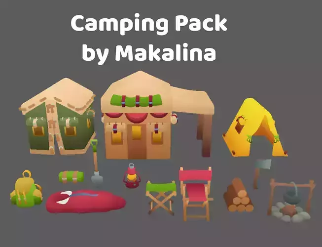 Stylized Low Poly Camping game ready assets pack