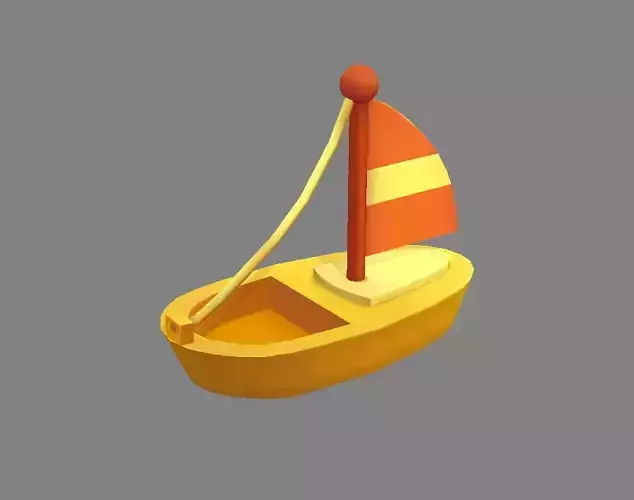 Cartoon toy sailboat - wooden boat