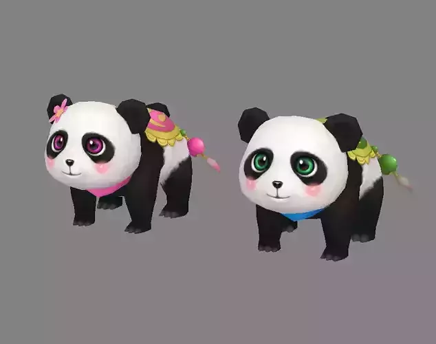 Cartoon panda mount - male panda - female panda