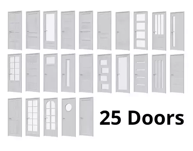 UPDATED Set of 25 Doors for interior and exterior modern design 3D model