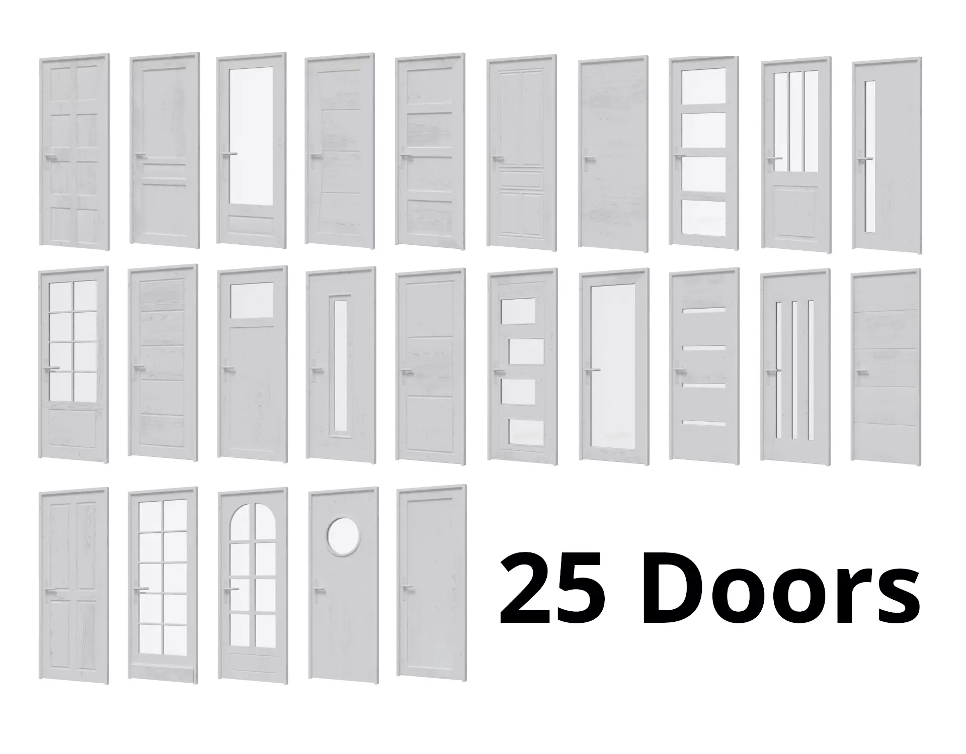 UPDATED Set of 25 Doors for interior and exterior modern design 3D model_0