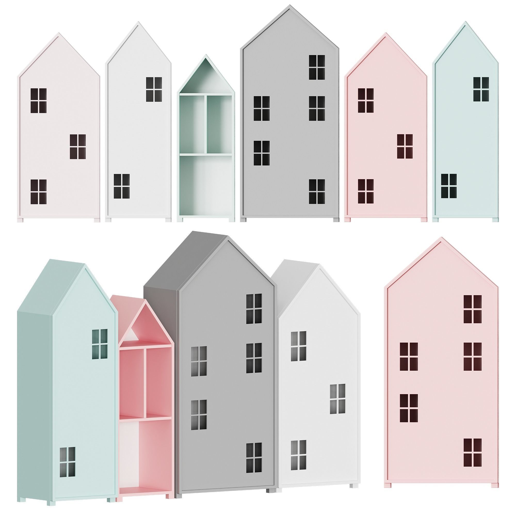 Nordic Bookcase for children 3D model_1