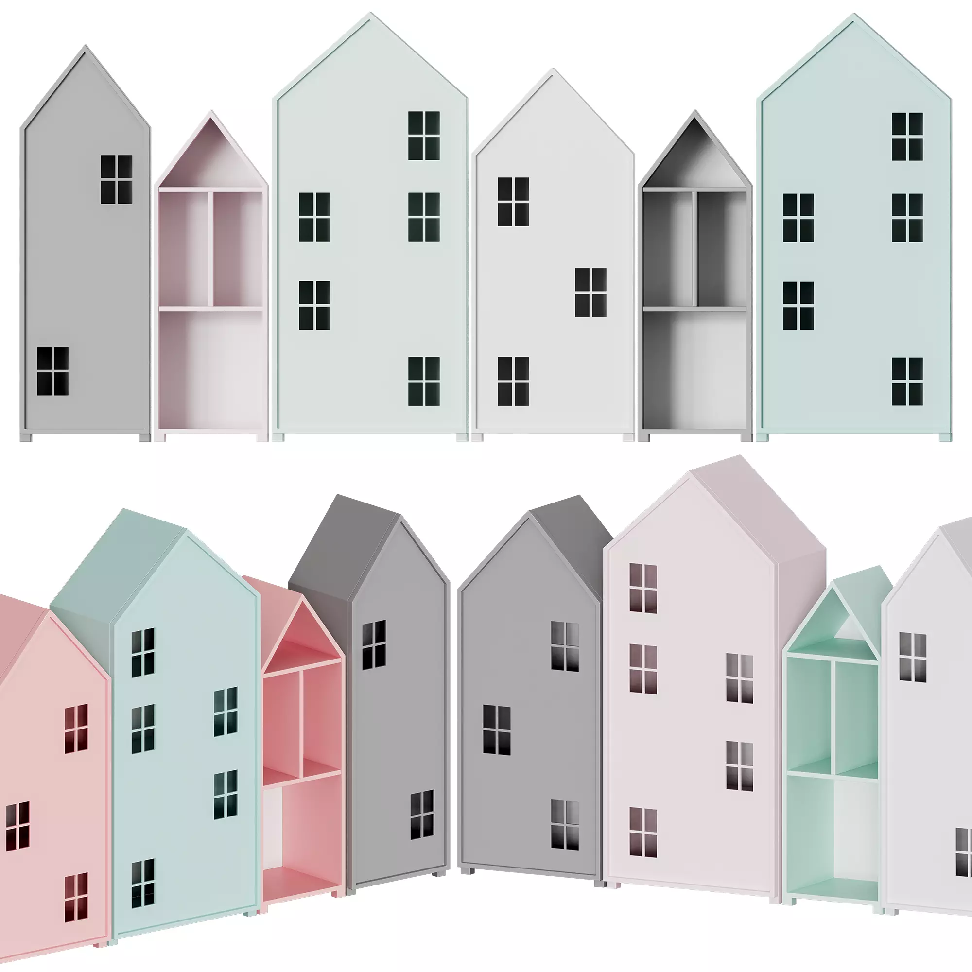 Nordic Bookcase for children 3D model_0