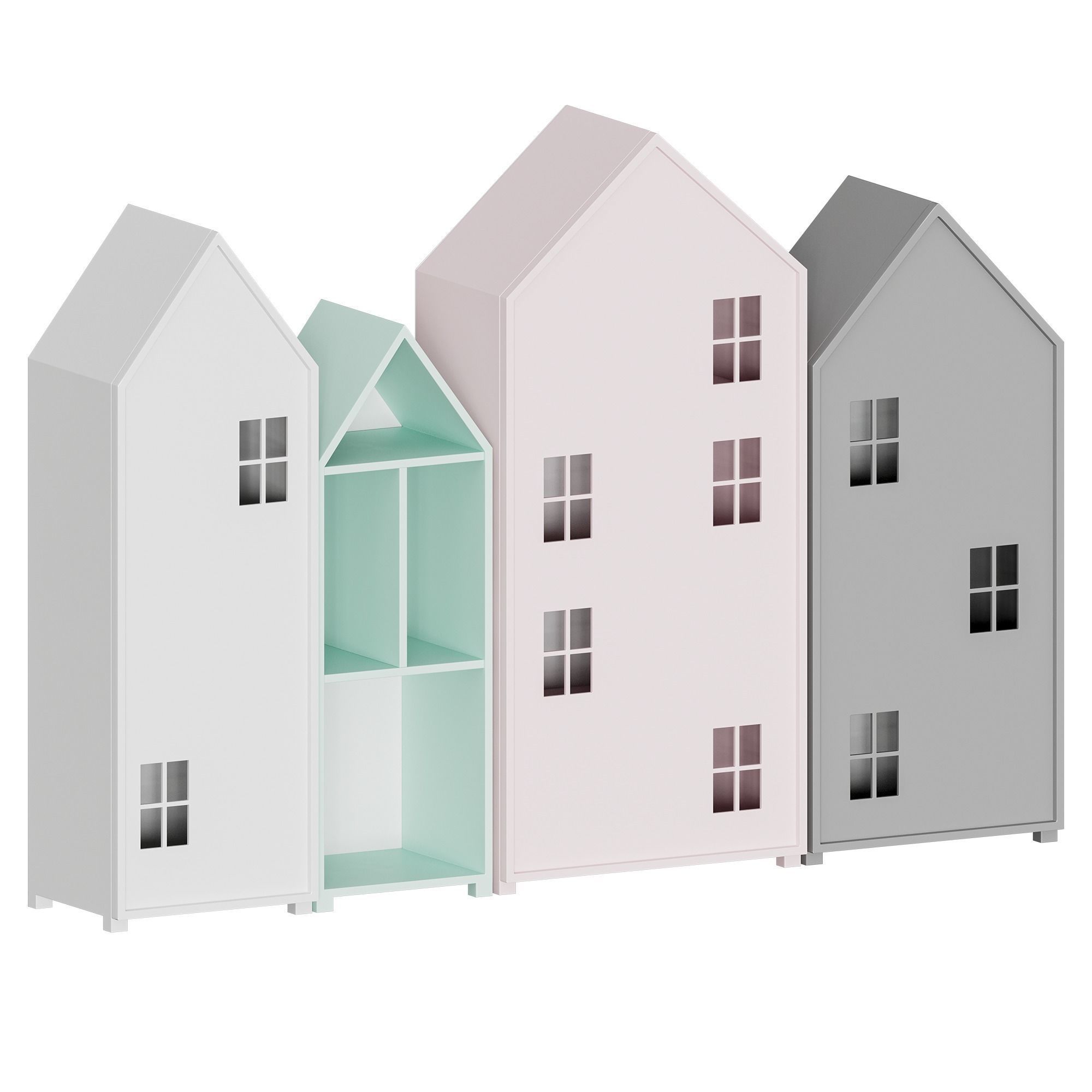 Nordic Bookcase for children 3D model_5