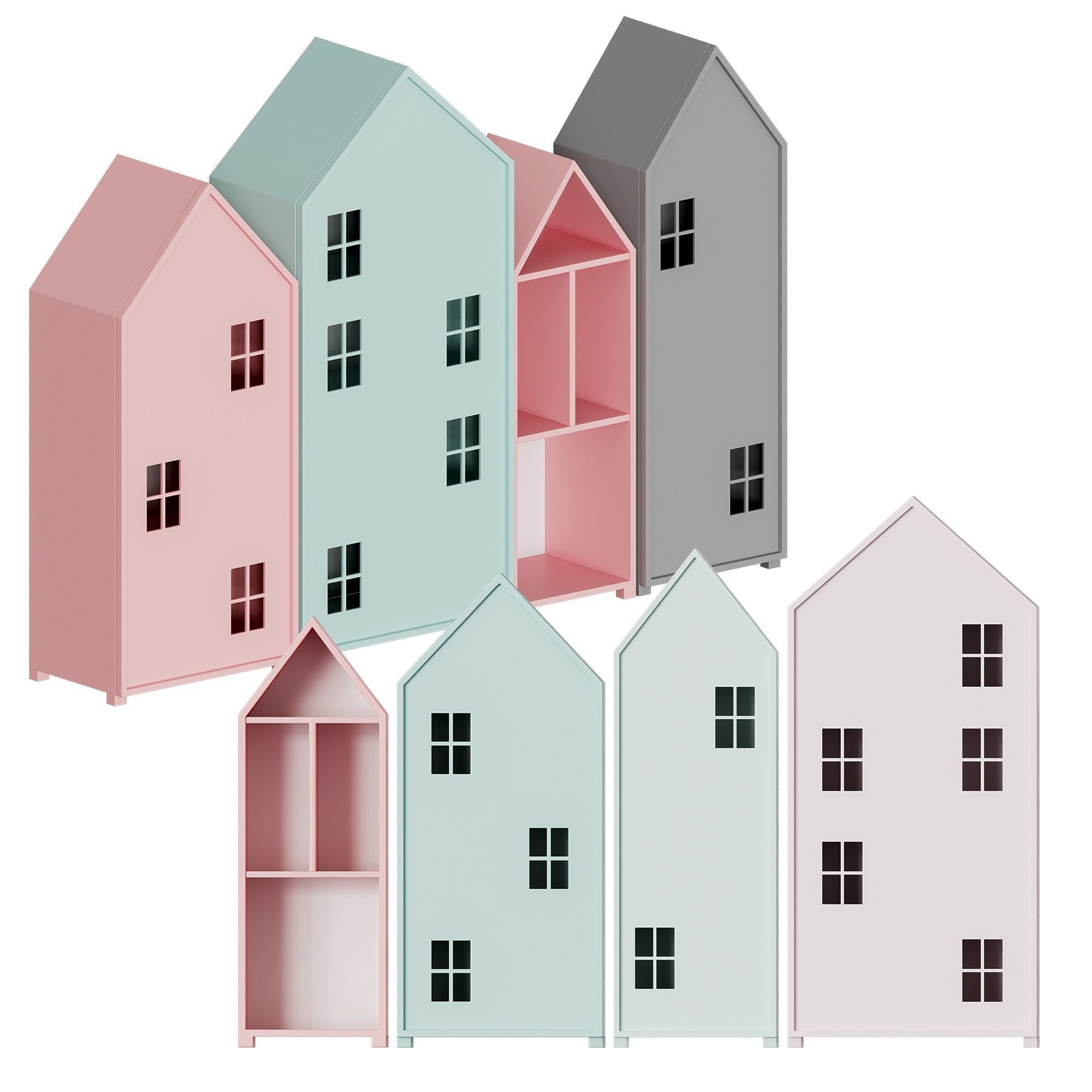 Nordic Bookcase for children 3D model_3