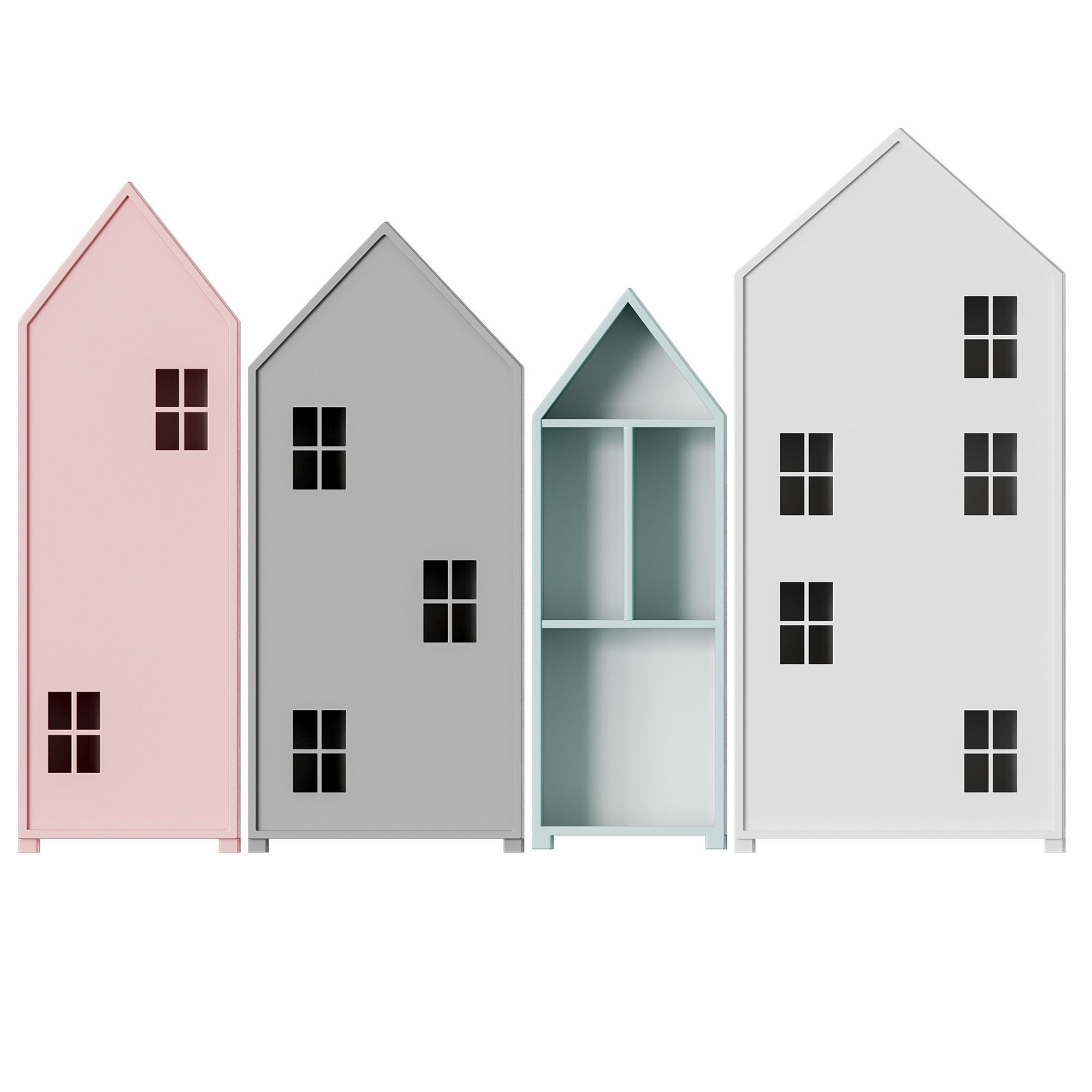 Nordic Bookcase for children 3D model_2