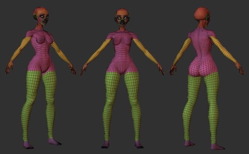 Stylized Female Basemesh v2 ZTL blend fbx 3D model_2