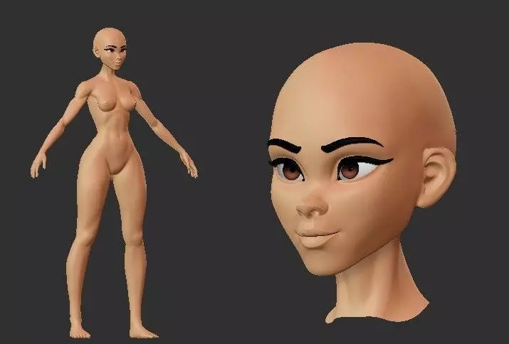 Stylized Female Basemesh v2 ZTL blend fbx 3D model_0