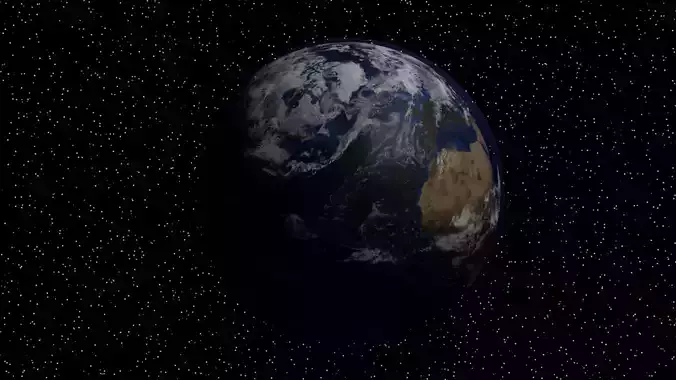Earth 3D model with Starry Sky background procedurally generated