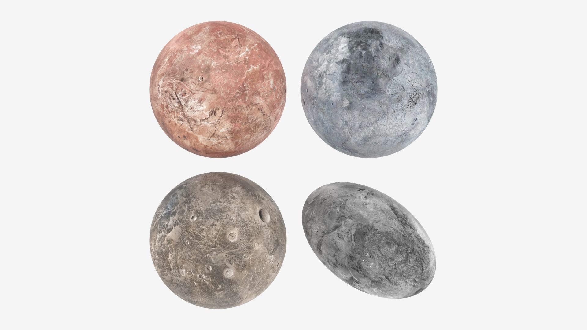 Dwarf Planets Ceres Eris Makemake Haumea Low-poly 3D model_27