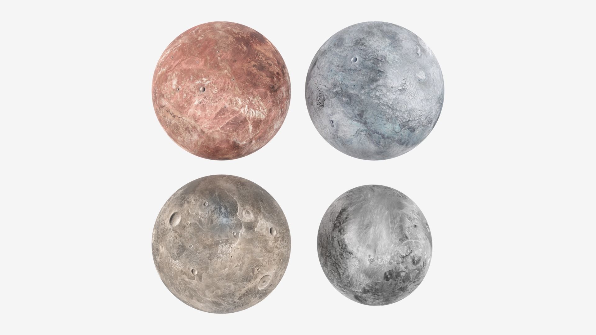 Dwarf Planets Ceres Eris Makemake Haumea Low-poly 3D model_24