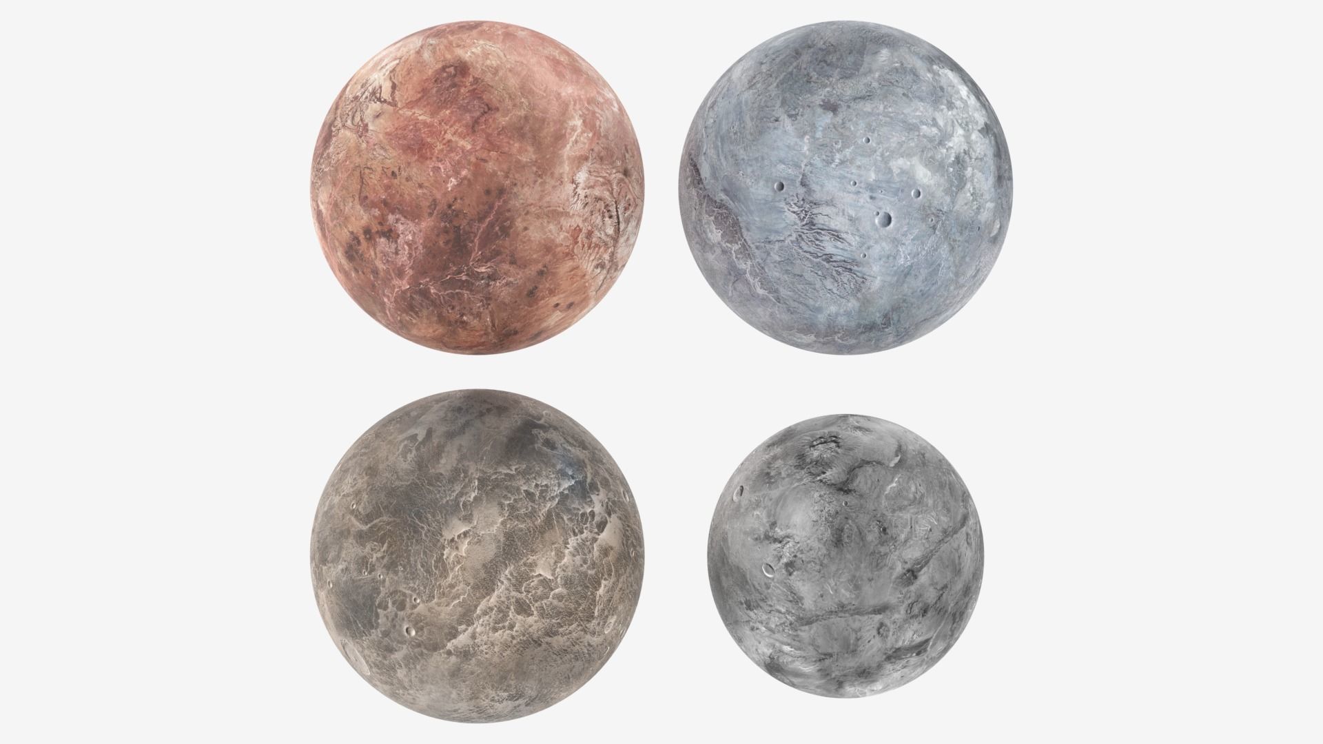 Dwarf Planets Ceres Eris Makemake Haumea Low-poly 3D model_16