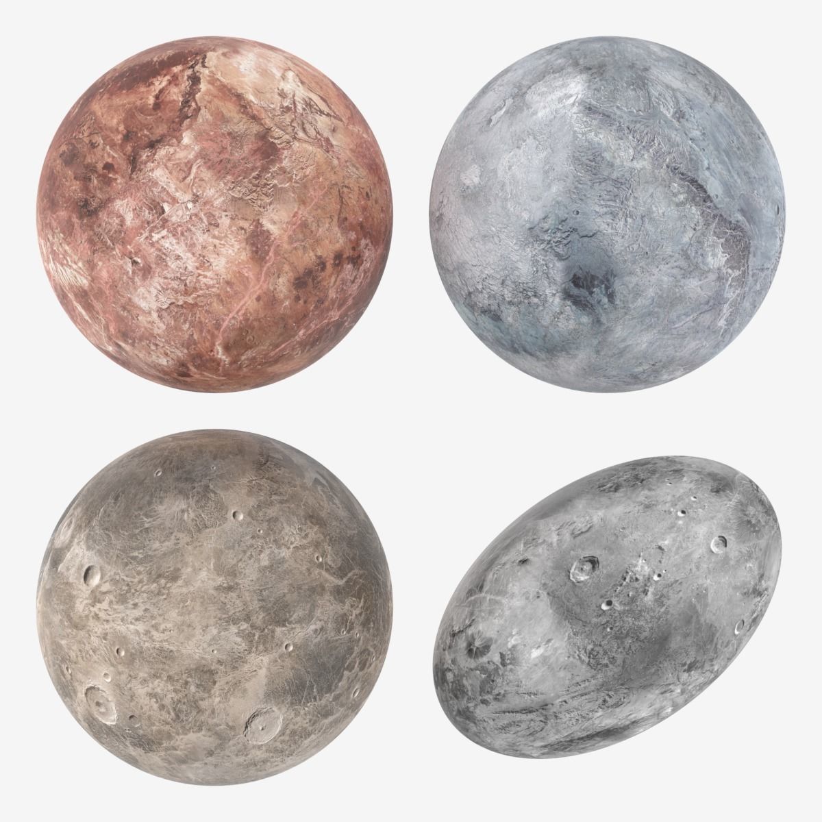 Dwarf Planets Ceres Eris Makemake Haumea Low-poly 3D model_4