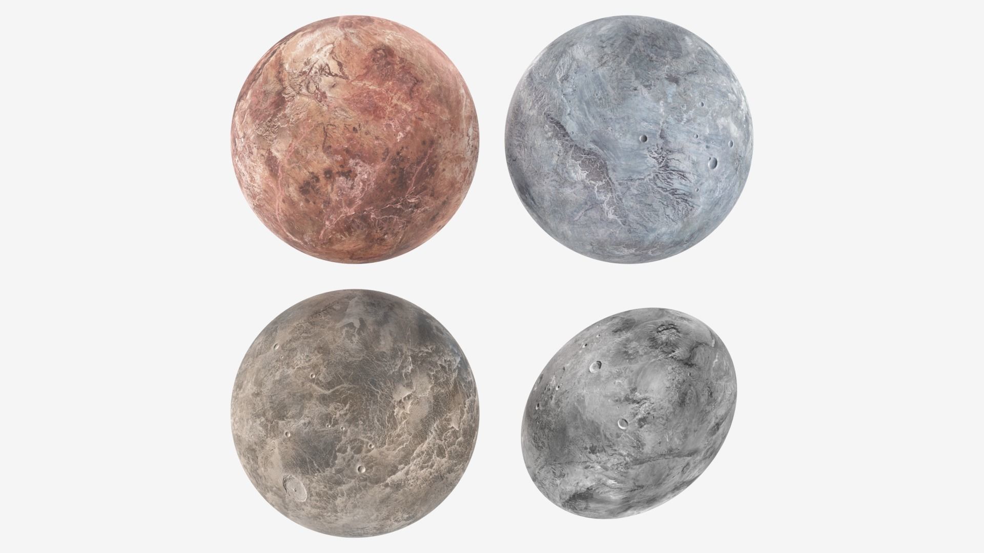 Dwarf Planets Ceres Eris Makemake Haumea Low-poly 3D model_17