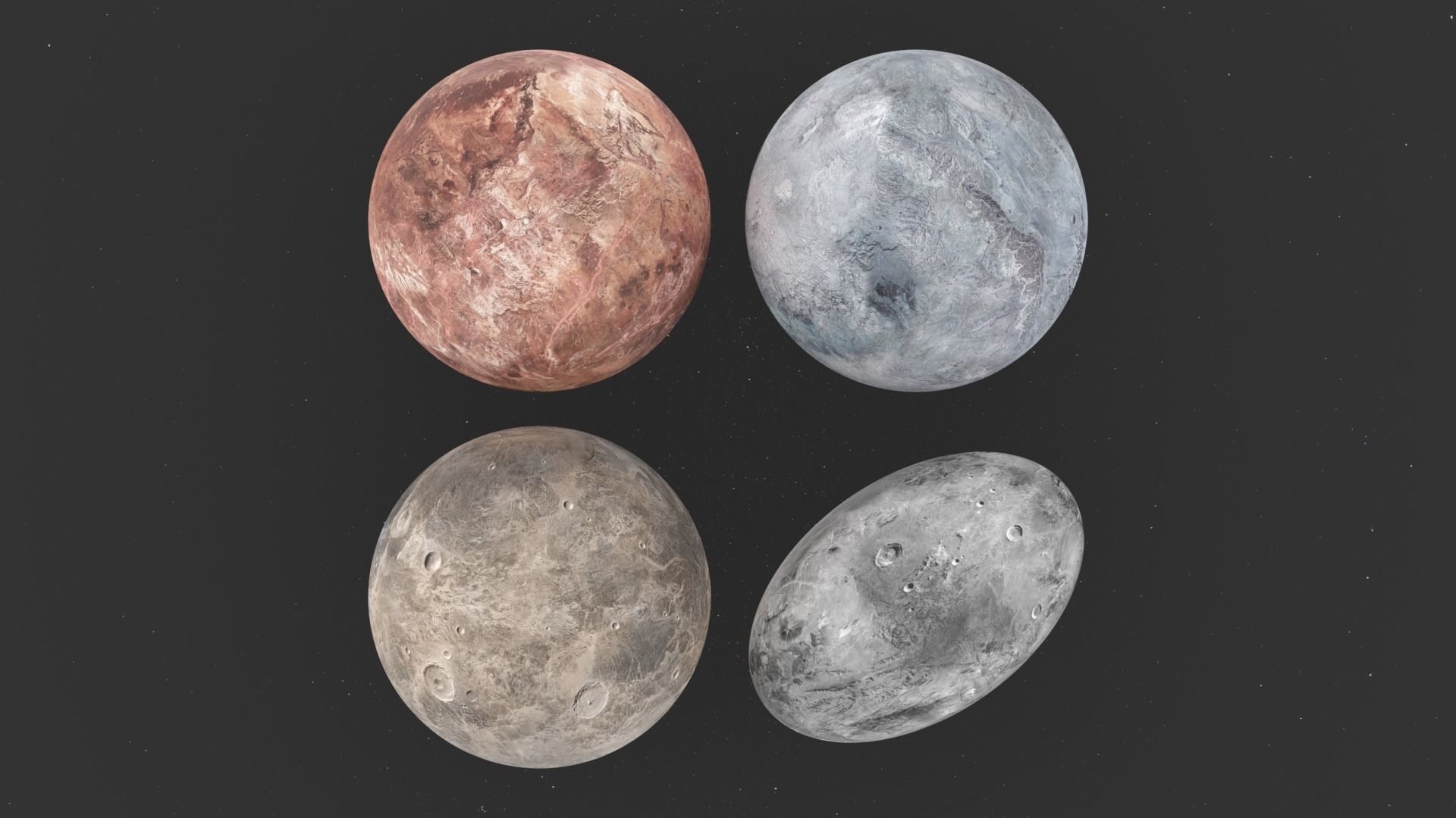 Dwarf Planets Ceres Eris Makemake Haumea Low-poly 3D model_1