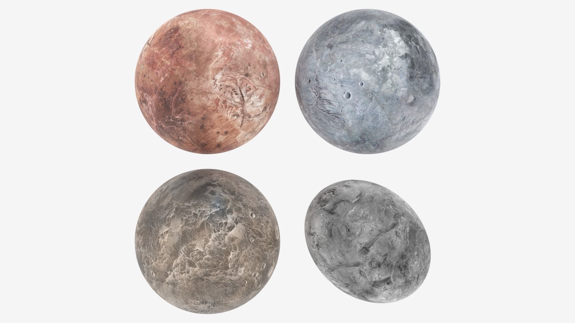 Dwarf Planets Ceres Eris Makemake Haumea Low-poly 3D model_15