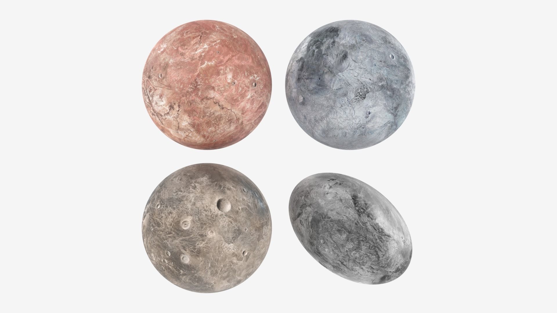 Dwarf Planets Ceres Eris Makemake Haumea Low-poly 3D model_26